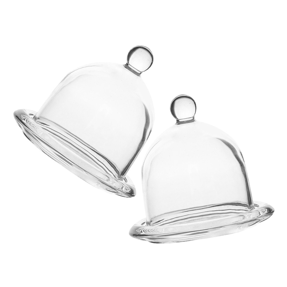 Plastic Dome Clear - 2 ชิ้น ชั้นวางเค้กแก้วมินิ จานปาร์ตี้ปีใหม่ ฝาโดมใส สำหรับจัดแสดงขนมหวาน