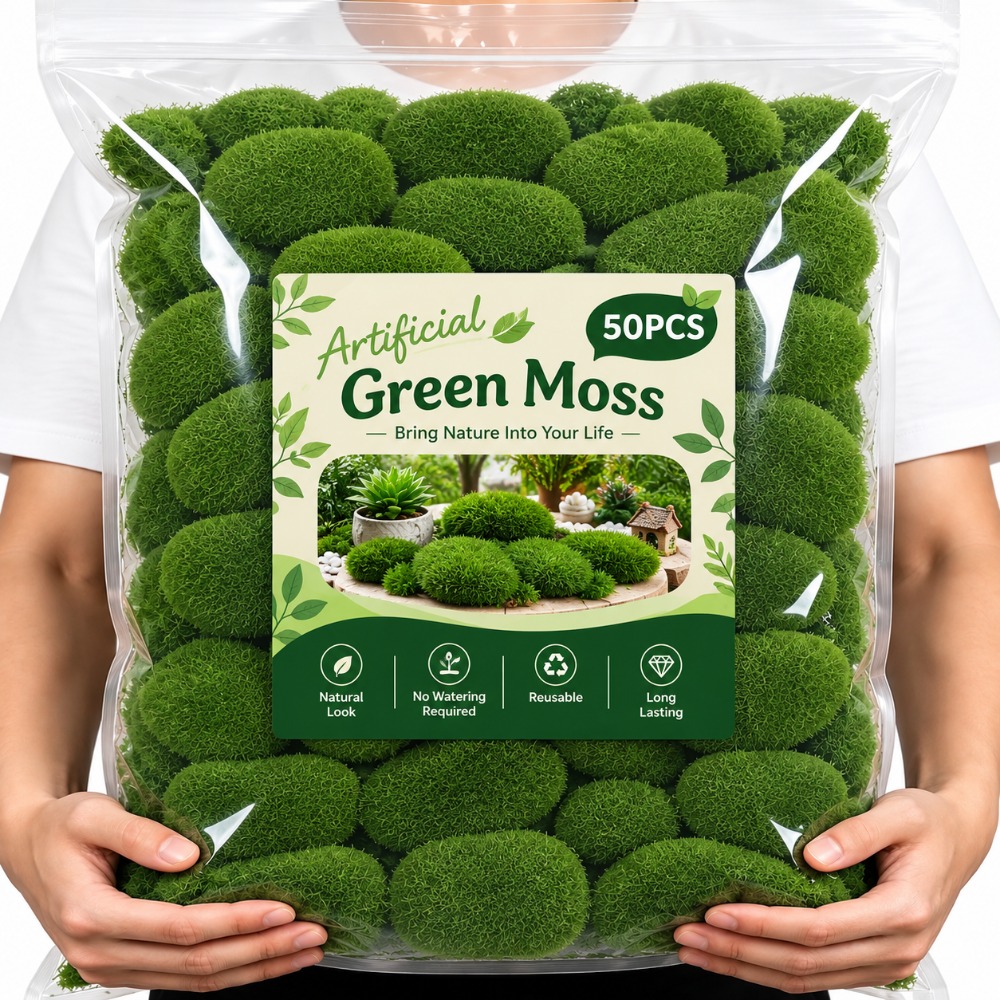 Sphagnum Moss Dry - 50/5 ชิ้น ลูกบอลมอสเทียม หินมอสจำลองสีเขียวขนาดเล็ก สำหรับตกแต่งสวน งานฝีมือ
