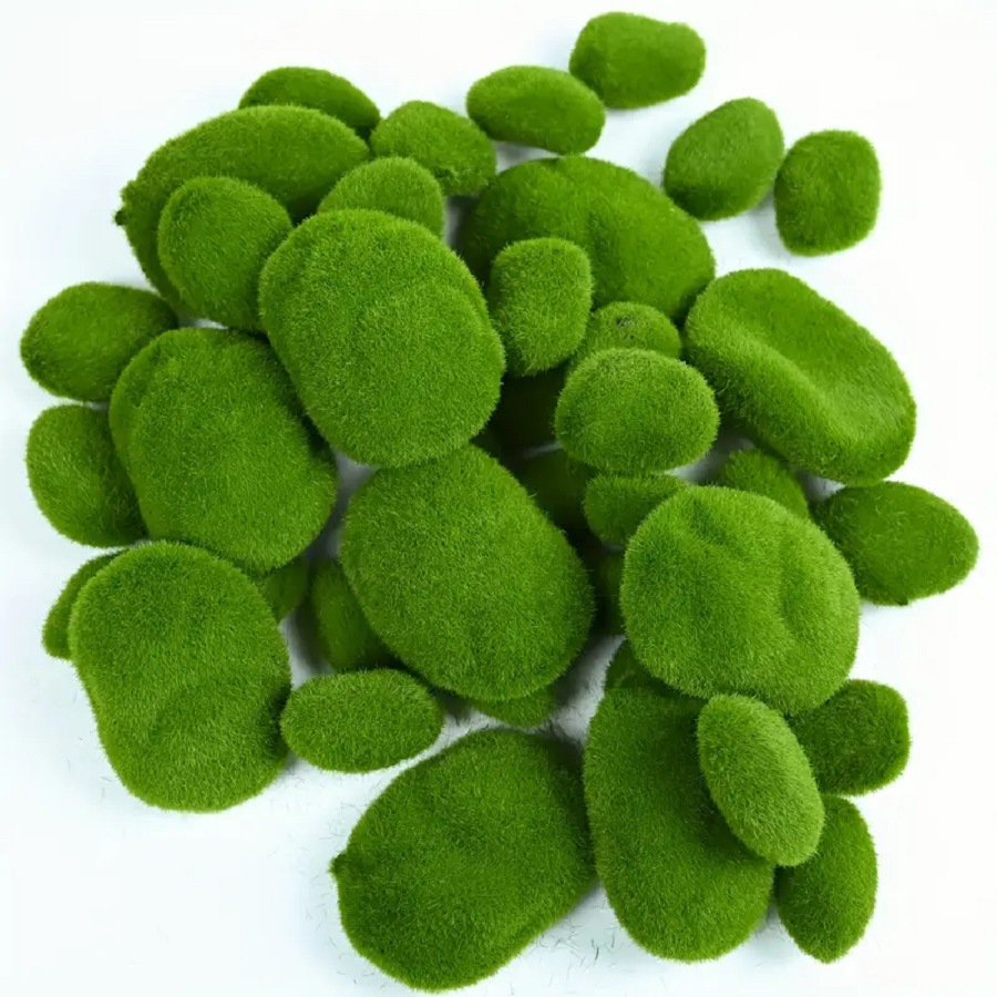 Sphagnum Moss Dry - 5 ชิ้น 3-12 ซม. ตะไคร่น้ำเทียมสีเขียว ของตกแต่งสวน