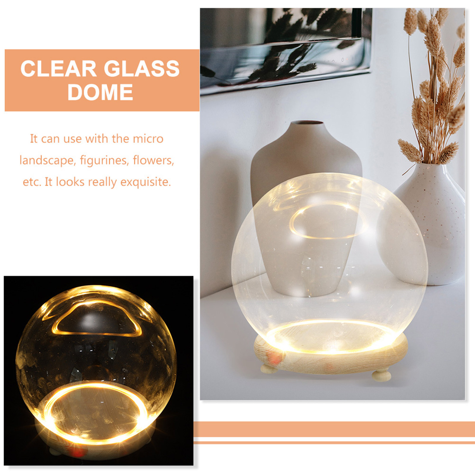 ตู้โชว์ทรงโดมแก้ว สำหรับดอกไม้ - Plastic Dome Clear บทวิจารณ์และราคา